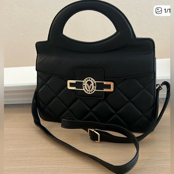 Valentino Orlandi Black Handbag With Crossbody Option NWT -Purse - Picture 5 of 5